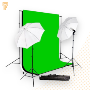 Greenscreen studio met ophangsysteem en lampen